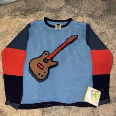 Nwt Sweater. Mulberribush Brand From Boutique Funky Sweaters, Tapestry Sweater, Handmade Sweatshirt, Funky Clothes, Upcycling Clothes, Patchwork Hoodie, Funky Outfits, Crochet For Kids, Striped Sweater