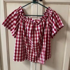 Red And White Off The Shoulder Blouse. Nwot White Off The Shoulder, Off The Shoulder Blouse, White Off Shoulder, White Blouse, Off The Shoulder, Red White, Red And White, Top Blouse, Blouses