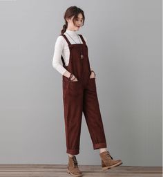 "★★Feature 60% Cotton, Corduroy Medium Weight，Comfortable, Breathable Suit for Spring,Autumn, Winter Fabric swatch https://etsy.me/3rDEGCJ Size Chart https://etsy.me/3skS1Aq More Overalls /Jumpsuits From Ylistyle https://etsy.me/3B2exkH ★★ Model size Height approx 170 cm (5′ 7″) Bust 84 cm (33\") Waist 66 cm (26\") waist. She wears size XS . ★★ Please select custom order according to the follow situation Need other color Your height is not between 157 cm and 175 cm Your weight is over 77 kg Requ Red Corduroy Overalls, Plus Size Overalls Outfit, Adaptive Fashion, Fall Overalls, Autumn Sewing, Overalls Outfits, Baggy Overalls, Womens Overalls, Red Overalls