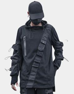 Multi Pocket Hoodie Techwear Hoodie With Detachable Hood And Long Sleeves, Techwear Long Sleeve Hooded Jacket, Techwear Hoodie For Outdoor Activities, Long Sleeve, Long Sleeve Techwear Hoodie With Detachable Hood, Black Futuristic Hooded Jacket With Long Sleeves, Black Futuristic Long Sleeve Hooded Jacket, Futuristic Black Hooded Jacket With Long Sleeves, Futuristic Black Long Sleeve Hooded Jacket, Techwear Cotton Hoodie For Outdoor Activities