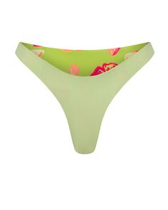 Our newest mini bottoms are perfect for minimal coverage lovers. Style these above your hips. Featured in our Cancun print, a vintage inspired lime green colorway with pops of red and orange florals, reversing to a white and lime green stripe. Red And Orange, Cancun, Green Stripes, Lime Green, Vintage Inspired, Orange, Floral, Green, Red