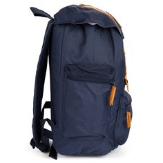 *  Large, spacious interior  
 *  Padded compartment  
 *  Zippered front pocket  
 *  Side pockets  
 *  Adjustable shoulder straps Back To School Backpack With Side Pockets, Everyday Blue Backpack, Casual Navy School Backpack, Casual Navy Nylon Backpack, Casual Navy Standard Backpack, Casual Navy Backpack For Daily Use, Navy Functional Everyday Backpack, Navy Travel Backpack, Blue Travel Backpack With Pockets