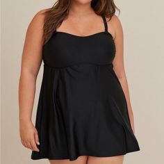 Torrid Wireless Mid Strapless Swim Dress With Brief Size 1 Color: Black A Line Silloutte Full Coverage Wire Free, Lightly Lined Cups 82% Nylon Blend, 18% Knit Fabric Removable Straps Upf 50+ Lined With Mesh Brand New, Original Tags Enjoy Fast Shipping From A Trusted Poshmark Ambassador With Over 2,500 Pieces Sold And 100+ Love Notes Received To Date! Questions Please Ask Bundle For The Best Priceshares Are Appreciated If You’re New To Poshmark, Use The Code Jaimaelaine When Setting Up Your Accou Peplum Swimsuit, Torrid Swimsuit, Strapless Bathing Suits, Tropical Swimsuits, Bathing Suits One Piece, High Neck One Piece, Rashguard Swimsuit, Floral One Piece Swimsuit, Black One Piece Swimsuit