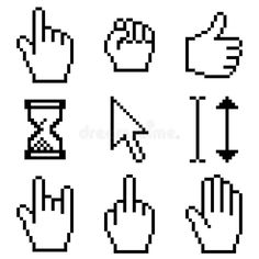 pixelated hand and finger icons