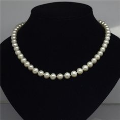 This pearl necklace is the symbol of simple elegance. Nearly every person will be attracted by its simplicity and grace. It's the best necklace for women. Every single pearl in the necklace belongs to top grade. Origin: China Luster: Good Nacre: Thick Surface: Clean Shape: Near round Matching: Good Pearl Color: White (Natural Color) Pearl Type: Freshwater Cultured Pearls Pearl Size:8-9/ 9-10mm Length: 18 inches Clasp: sterling silver Condition: Brand New Need it sooner? You can purchase USPS Pri Best Necklace, Natural Pearl Necklace, Woven Ring, Real Pearl Necklace, Single Pearl, Simple Pearl, White Pearl Necklace, Pearl Necklaces, Real Pearls