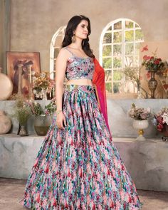 Pink with multi-tone soft tabby organza digital printed lehenga choli with soft organza dupatta to enhance your wedding look in budget. - Free shipping 🚚 - In-house Tailoring 🪡 - Wedding season discounts ✨ SHOP NOW 🛍️ gotifab.com [Indian ethnic, wedding dresses , handmade lehengas , indian wedding dresses,pink lehenga , lehenga choli, ghaghra choli] #pinkorganza #pinklehenga #bridesmaidsdress #lenghacholi #lenghacholi #indianweddingdress #desingercholi