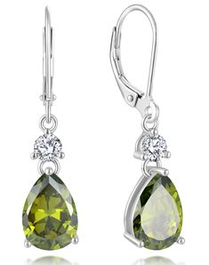 PRICES MAY VARY. Ღ𝗦𝘁𝘂𝗻𝗻𝗶𝗻𝗴 𝗗𝗲𝘀𝗶𝗴𝗻 ━ Guesma dangle earrings for women set with 2 pieces 10x7mm teardrop-brilliant-cut created peridot, and 2 pieces 3.5mm 5A+ cubic zirconia. Ღ𝗛𝗶𝗴𝗵-𝗤𝘂𝗮𝗹𝗶𝘁𝘆 𝗠𝗮𝘁𝗲𝗿𝗶𝗮𝗹𝘀 ━ Made from 925 sterling silver with 18k white gold plated, these leverback earrings are durable and long-lasting. They are also hypoallergenic, making them safe for those with sensitive ears. Ღ𝗩𝗲𝗿𝘀𝗮𝘁𝗶𝗹𝗲 ━ These drop earrings are perfect from weddings and form Teardrop Dangle Earrings, Leverback Earrings, Earring Jewelry, Jewelry For Her, Drop Earring, Women Set, Sensitive Ears, Wedding Earrings, Boho Earrings