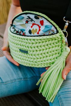 The handmade waist bag is made of high-quality t-shirt yarn material including 100% of cotton. The bag has a unique fir-tree design. It is made with attention to every detail so that it looks elegant and aesthetic. A delicate lining with colorful design was selected for the lime color, which perfectly matches this color. The waist bag is practical and easy to close with a zipper. Women's crossbody bags, which have multiple uses, can be used daily, on the beach, at an invitation or in areas such Crochet Belt, Lime Color, Yarn Hats, Webbing Belt, Bag Summer, Belt Purse, Fir Tree, T Shirt Yarn, Bum Bag