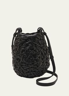 Loewe Nest Small Basket Bucket Bag - Bergdorf Goodman Trapeze Bag, Buckle Top, Loewe Bag, Small Basket, Leather Artisan, Leather Weaving, Leather Bucket Bag, Braided Strap, Leather Bucket