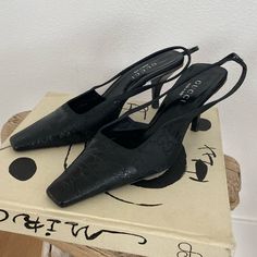 Absolutely Iconic Vintage Gucci Slingback Heels From 1998, The Tom Ford Era! Size 38. Heel Height Is About 3”. These Are Super Rare And A Collectors Item - I Can’t Find Another Pair Online Like Them (There Are A Few Of The Same Shoe In Different Colorways For $1-3k On 1st Dibs). Shoes Are Crocodile Leather On The Shoe Tips With The Iconic “Gg” Logo In Satin Fabric. Comes With The Original Box And Dust Bag! Really Great Condition - Only Noticeable Wear Is On The Soles. These Shoes Are The Original Version Of The Current Style Of Gg Slingbacks! Gucci Ankle Strap Slingback Pumps For Spring, Spring Gucci High Heel Slingback Pumps, Gucci High Heel Slingback Pumps For Spring, Gucci Pointed Toe Slingback Pumps For Spring, Gucci Spring Slingback Pumps With Heel Strap, Spring Gucci Slingback Pumps With Heel Strap, Gucci Slingback Pumps With Heel Strap For Spring, Gucci Slingback Pumps For Spring Formal, Gucci Slingback Pumps For Spring Formal Occasions