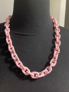 Funky baby pink 2cm linked  plastic chain link necklace 66cm Trendy Pink Chain Link Necklace, Pink Paperclip Chain Necklace, Trendy Pink Chunky Chain Jewelry, Pink Link Jewelry With Adjustable Chain, Pink Chunky Chain Link Jewelry, Pink Chunky Link Chain Jewelry, Pink Beaded Chain Necklace As Gift, Pink Chain Link Necklace For Gift, Pink Chain Link Necklace With Adjustable Chain