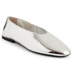 Jeffrey Campbell Romp Flat (Women) | Nordstrom Silver Flat Shoes, Contemporary Minimalist, Leather Mary Janes, Jeffrey Campbell Shoes, Silver Shoes, Leather Ballet Flats, Mary Jane Shoes, Leather Flats, Leather Gloves