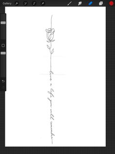 a drawing of a rose with writing on it