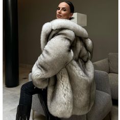 Women's Real Silver Fox Fur Coat Warm Thick Full Pelt Jacket Luxury Fur Overcoat | eBay Luxury Long Coat For Fall, Luxury Oversized Outerwear, Luxury Long Sleeve Outerwear For Fall, Luxury Long Sleeve Fall Outerwear, Luxury Oversized Outerwear For Fall, Luxury Oversized Fall Outerwear, Luxury Oversized Long Sleeve Outerwear, Luxury Long Sleeve Fur Coat For Winter, Luxury Long Sleeve Winter Fur Coat