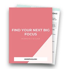 the book find your next big focus worksheet guide