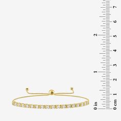 This women's bolo bracelet lends a glam sparkle to your everyday styling. Made from 10K Yellow Gold, it features round-cut Lab-Grown Diamonds prong set in a center row and an adjustable wheat chain. It also makes a great gift for those with an April birthday as well with diamonds the birthstone for that month. Features: Adjustable, Quick ShipDiamond Clarity: Si2-I1Setting: ProngStone Cut: RoundDiamond Color: G-HMetal Color: YellowChain Length: 9 InchRounded Carat Weight: 1 Ct. T.w.Chain Construc Adjustable Yellow Gold Tennis Bracelet, Adjustable White Gold Bracelet For Anniversary, Timeless Adjustable Gold Bracelet For Anniversary, Adjustable Timeless Gold Bracelet For Anniversary, Adjustable Jubilee Diamond Bracelet, Adjustable Yellow Gold Diamond Bracelet For Anniversary, Adjustable White Gold Jubilee Bracelet, Timeless Adjustable Gold Tennis Bracelet, Classic Adjustable Yellow Gold Tennis Bracelet