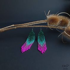 Colorful shining long seed beaded earrings, boho beaded earrings, shoulder dusters ⚜️ Сompletely handmadе ⚜️ Combination of 4 colors - emerald, turquoise, shining pink, bright pink ⚜️ Material - Czech Beads ⚜️ Style - Pierced ⚜️ Length -11 cm ⚜️ Weight for both - 10 g Dangle Beads With Beaded Fringe For Jewelry Making, Beads With Beaded Fringe For Jewelry Making, Pink Bohemian Jewelry With Faceted Beads, Bohemian Pink Jewelry With Faceted Beads, Pink Artisan Beaded Jewelry, Bohemian Dangle Earrings With Faceted Beads, Bohemian Long Drop Earrings With Colorful Beads, Bohemian Style Chandelier Earrings With Faceted Beads, Handmade Bohemian Long Drop Earrings