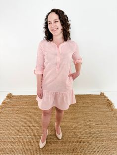 Lily Drop Waist Dress Shirt Dress Dress Shirt Dress, Drop Waist Dress, Pink Gingham, Dropwaist Dress, Dress With Cardigan, Waist Dress, Drop Waist, Egift Card, Dress Shirt