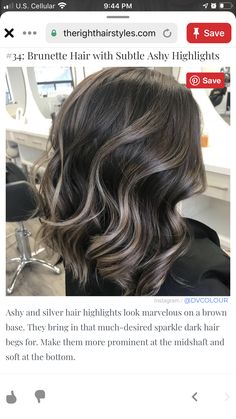 Ash Brown Hair, Grey Hair Inspiration, Covering Gray Hair, Brunette Hair With Highlights, Gorgeous Hair Color, Dark Hair With Highlights, Blending Gray Hair, Gray Hair Highlights, Balayage Brunette