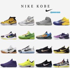 the nike basketball shoes are all different colors