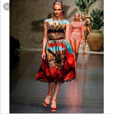 New Dolce And Gabbana Runway Dress Designer Multicolor Silk Dress, Designer Red Dresses For Summer, Designer Red Summer Dresses, Designer Multicolor Cocktail Dress, Dolce And Gabbana Dress, Dolce And Gabbana Runway, Dolce Gabbana Dress, Runway Dresses, Luxury Items