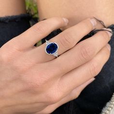 5.50ct Carat Oval Cut Blue Sapphire Engagement Ring 14k White Gold Platinum Natural Royal Blue Sapphire Ring Handmade Anniversary Ring - Etsy Thailand Blue Sapphire Engagement Ring Halo, Royal Blue Sapphire Ring, Sapphire Engagement Ring Halo, Oval Sapphire Engagement Ring, Oval Halo Engagement Ring, Blue Sapphire Diamond Ring, Oval Sapphire Ring, Blue Sapphire Engagement Ring, Gold Sapphire Ring