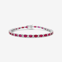 ruby and diamond tennis bracelet Oval Prong Set Bracelet In Fine Jewelry Style, Oval Fine Jewelry Bracelet With Prong Setting, Classic Ruby Diamond Bracelet, Classic Round Ruby Diamond Bracelet, Classic Ruby Tennis Bracelet For Formal Occasions, Red Diamond Oval Bracelet, Red Oval Diamond Bracelet, Classic Oval Gemstone Tennis Bracelet, Red Oval Diamond Classic Bracelet