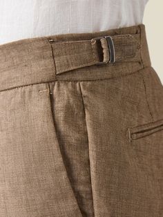 Hazelnut Brown Linen Pleated Trousers | Luca Faloni Tailored Linen Long Pants, Elegant Flax Tapered Leg Pants, Classic Brown Linen Bottoms, Classic Brown Linen Pants, Beige Linen Dress Pants For Summer, Beige Linen Bottoms With Belt Loops, Classic Brown Summer Pants, Tailored Linen Ankle-length Pants, Fitted Linen Ankle-length Pants