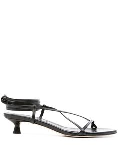 black calf leather round open toe multi-way straps branded leather insole leather sole 35mm mid heel tie-fastening ankle strap Tie Sandals, Iconic Bags, Lace Up Sandals, Flat Boots, Brown Sandals, Sandals Black, Slingback Sandal, Ballet Flat Shoes, Pump Sandals