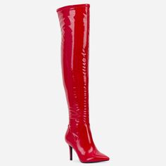 Brand New **May Not Be Able To Ship Boots In Original Box, Due To Large Size Of Box.** The Line On Sleek Style Just Got Defined By Jessica Simpson’s Abrine Over-The-Knee Boots That Sizzle From Pointed Toes Up To A Sky-High Silhouette. 3-1/2" Stiletto Heel Shaft Height: 21-3/4"; Circumference: 17"; Measured On A Size 6 Note: Shaft Height And Circumference Vary By Size Pointed-Toe Over-The-Knee Boots With Partial Zipper Closure Manmade Upper; Rubber Sole Chic Red Knee-high Boots, Red Knee-high Party Boots, Red Knee-high Boots For Party, Red Over-the-knee Party Boots, Red Over-the-knee Boots For Party, Chic Red Knee-high Heeled Boots, Elegant Red Knee-high Boots For Party, Red Knee-high Boots For Evening, Red Fitted Patent Leather Boots