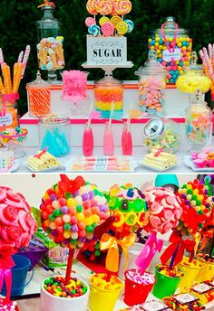 a table with candy and candies on it