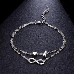 Product Details Metals Type: Copper AlloyMaterial: MetalLength: 21cmGender: WomenItem Type: AnkletsStyle: BohemiaShape\pattern: LetterFine or Fashion: Fashion Cincin Diy, Infinity Anklet, Letter Bracelets, Anklets For Women, Foot Chain, Leg Chain, Heart Anklet, Bracelet Initial, Letter Bracelet