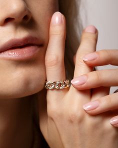 Why We Love It: Crafted from 14k solid gold, this stunning piece seamlessly blends yellow and white gold links adorned with 52 round, natural diamonds for a dynamic contrast. Designed for both style and comfort, this chain link ring catches the eye without sacrificing comfort, making it perfect for everyday wear. Final Sale. No returns or exchanges. More details. Chain Link Ring, Ring Concierge, Necklace Length Guide, Diamond Signet Ring, Link Ring, Bracelet Size Chart, Colored Diamond Rings, Diamond Huggies, Diamond Heart Ring