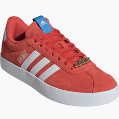 Adidas Vl Court 3.0 Sneaker, In Bright Red, White Strips, Looks Similar To Gazelle Or Samba. New, Never Used. Red Vulcanized Sole Sneakers For Sports, Sporty Red Skate Shoes With Vulcanized Sole, Red Sporty Skate Shoes With Vulcanized Sole, Adidas Red Skate Shoes With Round Toe, Adidas Red Round Toe Skate Shoes, Red Adidas Skate Shoes With Round Toe, Red Adidas Low-top Skate Shoes, Adidas Red Lace-up Skate Shoes, Red Adidas Lace-up Skate Shoes