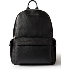 Brunello Cucinelli's backpack has been made in Italy from full-grain leather, fitted with adjustable shoulder straps and has a capacious interior designed to hold your tablet, sneakers and latest read. It's detailed with front and side pockets so your travel pass and mobile phone are always in easy reach. Luxury Leather Standard Backpack, Luxury Leather Trim Standard Backpack, Luxury Leather Backpack With Leather Backing For On-the-go, Luxury Backpack With Leather Lining For On-the-go, Casual Business Backpack In Soft Leather, Luxury Travel Backpack With Leather Lining, Casual Soft Leather Backpack For Business, Designer Leather Backpack With Leather Trim, Designer Backpack With Leather Backing