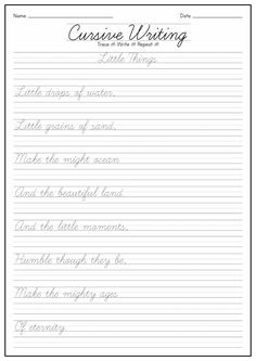 cursive writing worksheet with the words cursive written on it