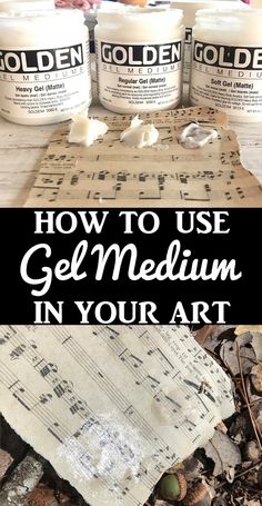 three candles with the words how to use gel medium in your art written on them