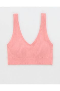 Your fave seamless fabric in a voop silhouette! Plus: this bralette is Real Good and made with our planet in mind./Real Good Ribbed fabric with a pretty texture & great fit.  Feels like a hug!/Accessibility deets: tagless label to minimize irritation Ribbed Fabric, Bra Tops, Bralette, American Eagle Outfitters, American Eagle, Women Jeans, Bra, Crop Tops, Fabric