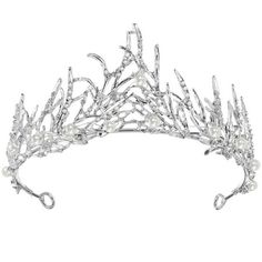 Description Are you still looking for a unique tiara to show your charm or as a gift for your friends? Then don't miss this product. This crown decorated with rhinestones and pearls, adds elegance to the hairstyle and overall style. Not only suitable for weddings, but also for engagements and proms. Features -Color: White -Material: Alloy, rhinestones, crystals, faux pearls -Size: About 15.00X15.00X6.50cm/5.89X5.89X2.55in -Exquisite design: The crystal branches crown decorated with faux pearls a Unique Tiara, Water Princess, Wedding Tiara Headband, Baroque Crown, Wedding Crown Tiara, Halloween Bride, Bridal Crown Tiara, Hair Accessories Tiara, Bridal Hair Headpiece