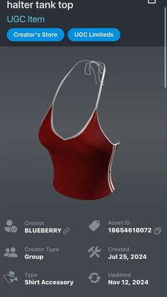 an image of a red bra top on the app store's mobile page, with text below it