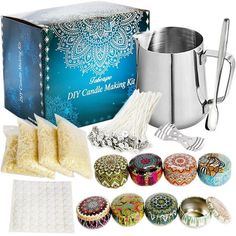 an assortment of items for making cupcakes and muffins in front of a box