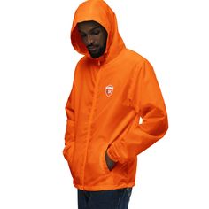 Orange -Light as a feather, this jacket is your go-to windbreaker for any outside adventure. Pack it in your travel bag and explore the outdoors protected and dry (did we mention it's water-resistant?). * 100% polyester  * Interior water-resistant coating * Waterproof pressure resistance: 600 mm * Fabric weight: 2.5 oz/yd² (84.8 g/m²) * Regular, comfortable fit * Matte finish eyelets and zippers * Rubber zipper pull tab * Reversed zipper tape * Three-panel hood with a fine mesh liner * Scuba nec Adventure Pack, Pocket Bag, Zipper Pulls, Windbreaker Jacket, Welt Pocket, Zip Hoodie, Mens Jackets, The Outsiders, Comfort Fit