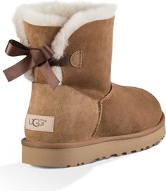 UGG® Mini Bailey Bow II Genuine Shearling Bootie | Nordstrom Uggs Mini, Boots With Bows, Ugg Mini Bailey Bow, Cute Uggs, Girls Ugg Boots, Uggs With Bows, Chestnut Boots, Mini Baileys, Bow Boots