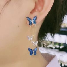 Color Crystal Butterfly Dangle Earrings Add a pop of color and charm to your look with these adorable Color Crystal Butterfly Dangle Earrings. Perfect for any occasion, these earrings are sure to catch everyone's attention and make you stand out. Made with high-quality materials, these earrings are durable and comfortable to wear. Butterfly Dangle Earrings, Korean Earrings, Daily Hairstyles, Crystal Butterfly, Daily Jewelry, Wedding Banquet, Tassel Drop Earrings, Bead Embroidery Jewelry, Enamel Bracelet