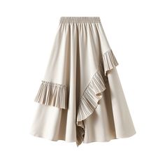 F00101094-300 Ruffle Long Skirt, Big Umbrella, Ropa Upcycling, Pu Leather Skirt, Umbrella Skirt, Solid Skirt, High Waisted Pleated Skirt, Pleated Long Skirt, Patchwork Skirt