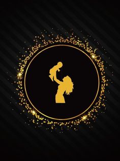 the silhouette of a woman holding a child in her arms with sparkles around it