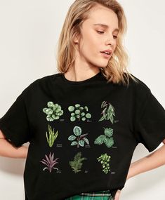 Houseplant Shirt, Graphic Tees, Plant Shirt, Plant Lady Shirt, Plant Lady, Plant Lover Gift, Houseplants, Pilea, Monstera, Pothos, Palm Green Graphic Tee With Plant Print, Green Graphic Tee With Plants Print, Black Graphic Tee With Plant Print, Graphic Tee With Plant Print Crew Neck, Black Graphic Tee With Plants Print, Relaxed Fit Floral Graphic Tee, Trendy Crew Neck Tops With Plants Print, Botanical Plants Print Relaxed Fit T-shirt, Relaxed Fit Crew Neck Tops With Plant Print