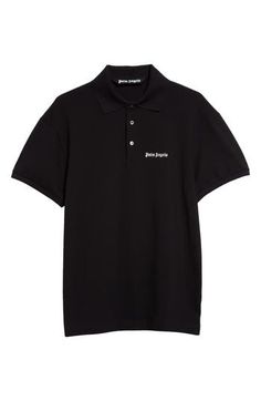 The Milanese label's gothic logo is embroidered at the chest of this classic polo made from soft, breathable cotton. 28" length (size Medium) Button half-placket Spread collar Short sleeves 100% cotton with 100% polyester embroidery Dry clean or machine wash, dry flat Made in Italy Designer Clothing Classic Polo Shirt With Ribbed Collar For Streetwear, Fitted Black Polo Shirt For Streetwear, Classic Black Top With Logo Patch, Classic Polo Shirt With Logo Print For Streetwear, Collared Polo Shirt With Logo For Streetwear, Streetwear Collared Polo Shirt With Logo Print, Designer Black Cotton Polo Shirt, Classic Polo Shirt With Embroidered Logo For Streetwear, Classic Collared Polo Shirt With Logo