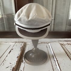 Get ready to set sail with this vintage 1980's Totes Greek Fisherman Cap Hat. Made in Korea with a polyester and cotton blend, this unbranded hat features an ivory color and a size of L. Perfect for any fisherman or sailing enthusiast, this hat adds a touch of Greek style to any outfit. The vintage style is sure to impress and transport you back in time. Ideal for a day out on the water or a casual day out, this hat is a must-have for any wardrobe. Large Measures as a 7 1/4 Nice vintage shape  N Greek Style, Set Sail, Ivory Color, Back In Time, Vintage Stil, Style Vintage, The Vintage, Caps Hats, In Time