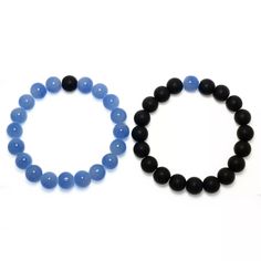 Long Distance, Body Jewelry, 2 Pack, Jewelry Shop, Light Blue, Beaded Bracelets, Blue, Black